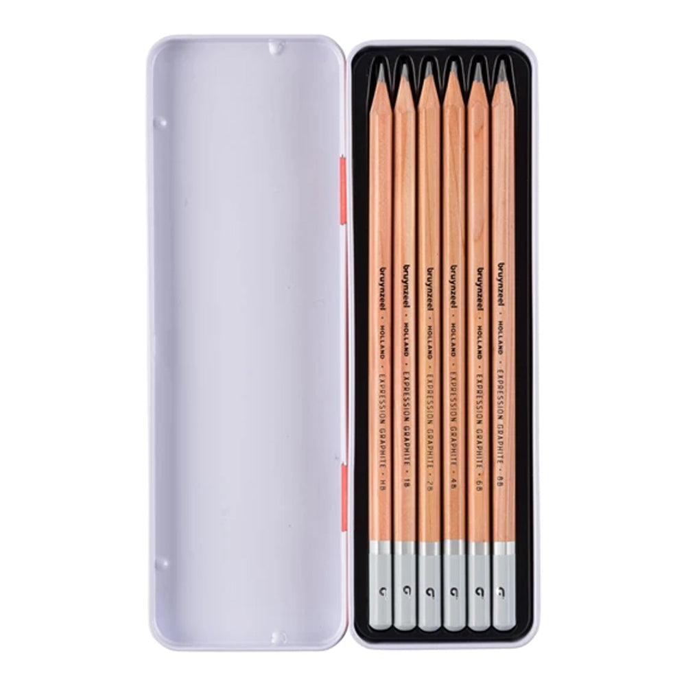 Bruynzeel Expression Graphite Pencil Tin, 6 pcs.