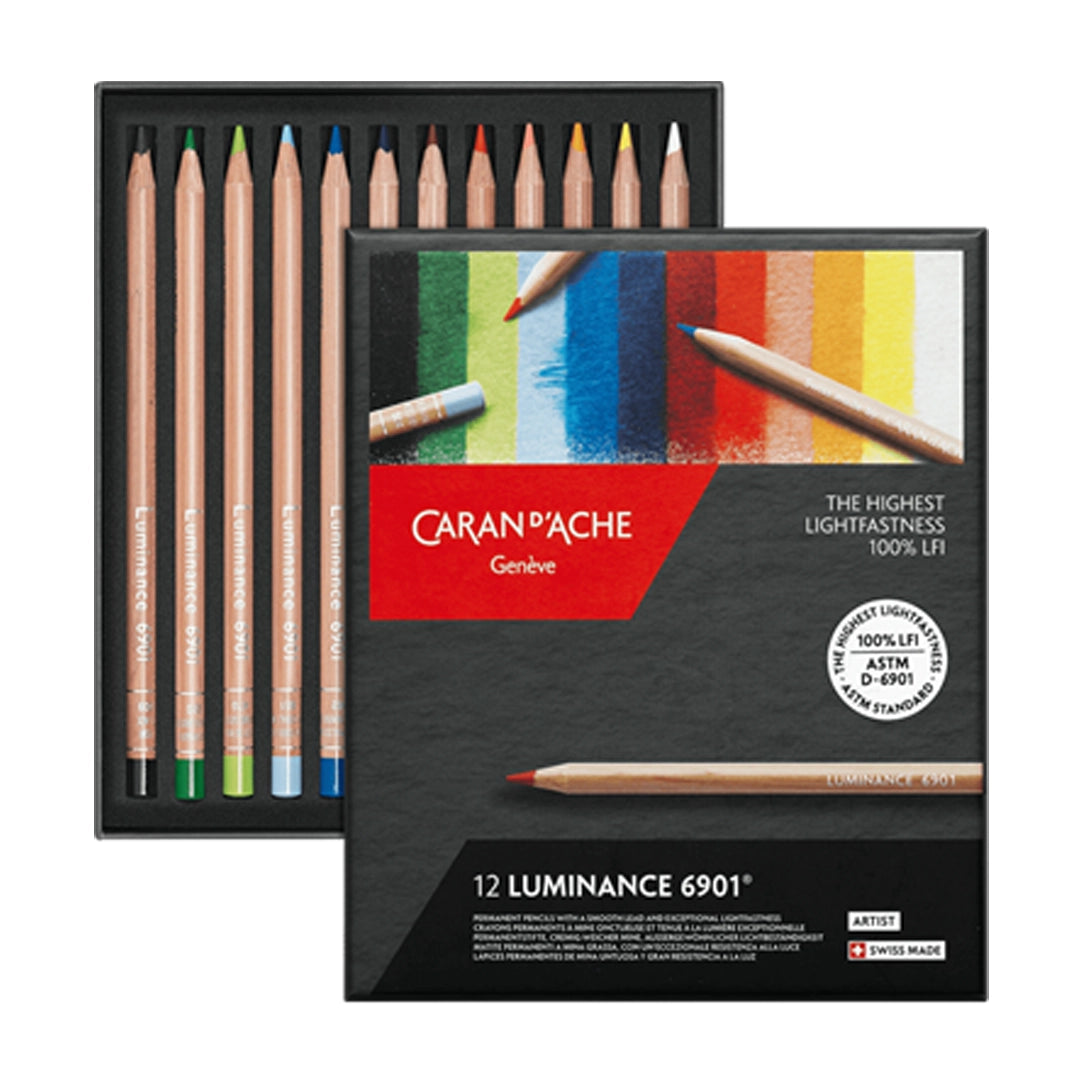 Caran d'Ache LUMINANCE Colored Pencils Set of 12