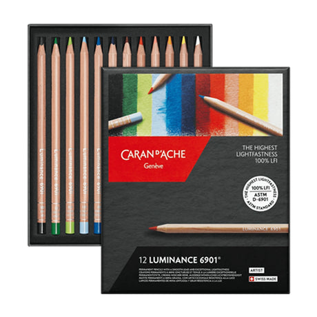Caran d'Ache LUMINANCE Colored Pencils Set of 12
