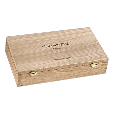 Caran d'Ache LUMINANCE Colored Pencils Set of 100 in a Wooden Box + 2 Blenders