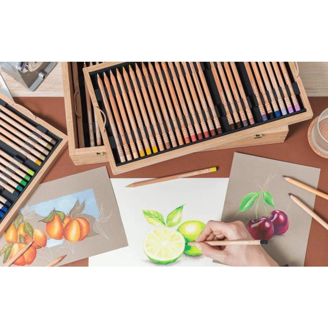 Caran d'Ache LUMINANCE Colored Pencils Set of 100 in a Wooden Box + 2 Blenders