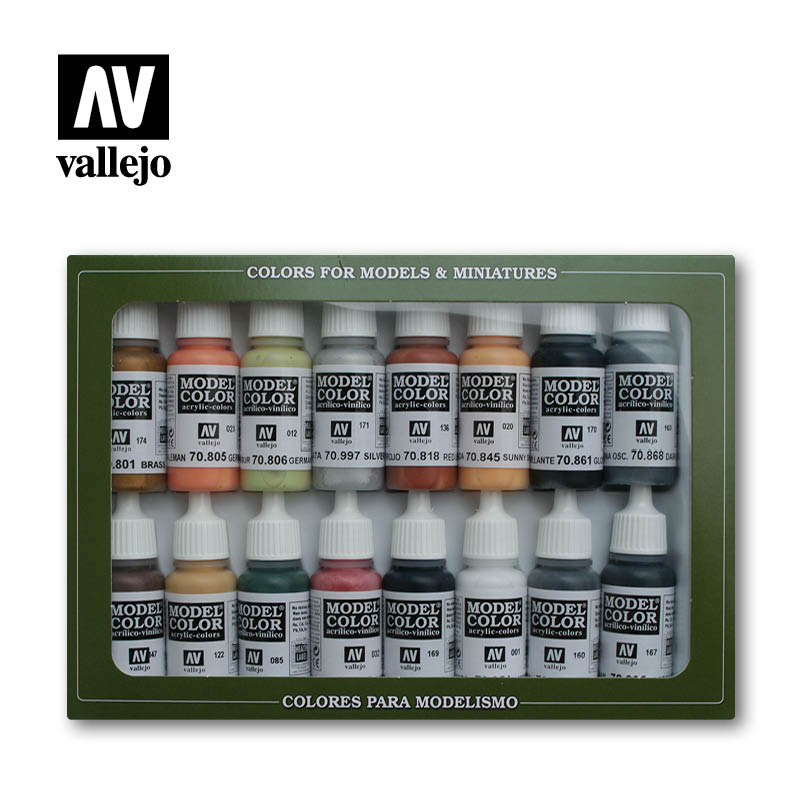 Vallejo Model Color German Colors WWII Acrylic Paint Set, 16x17 ml