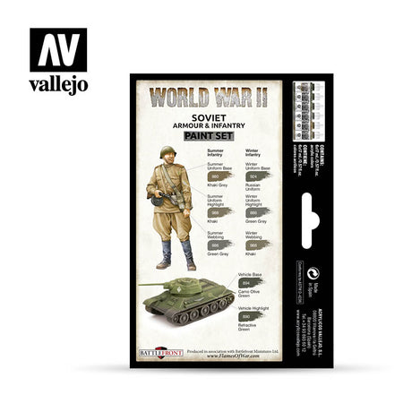 Vallejo WWII Soviet Armour & Infantry Acrylic Paint Set, 6x17 ml