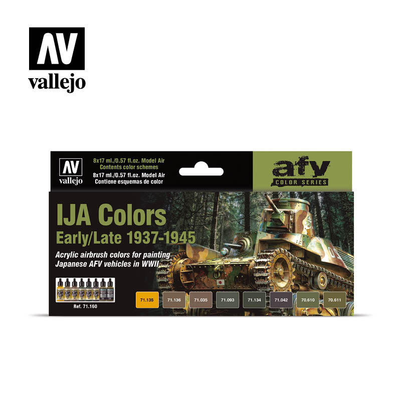 Vallejo IJA Colors Early/Late 1937-1945 Model Air Acrylic Paint Set, 8x17 ml