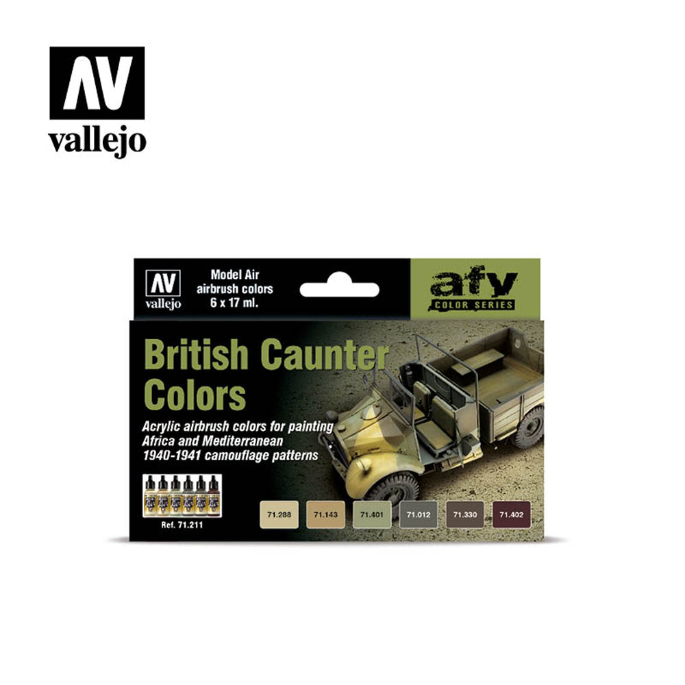 Vallejo Vallejo British Caunter Colors Model Air Paint Set, 6x17 ml