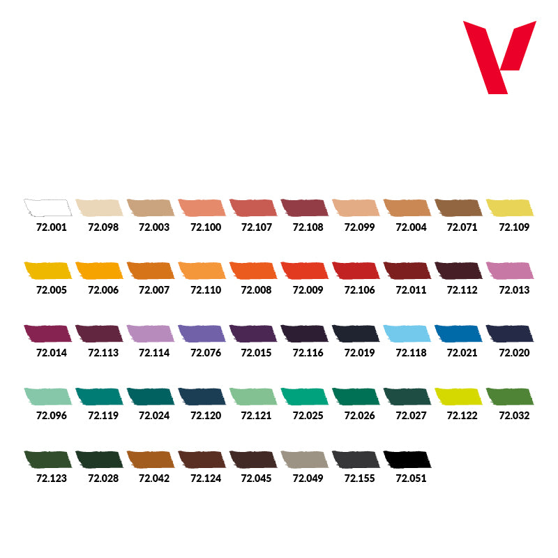 Vallejo Color BSL System Paint Set, 48x18 ml + 3x brushes + 1 miniature
