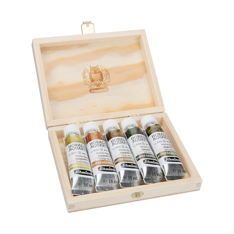 Schmincke Horadam Super Granulation Desert Watercolour Set in a Wooden Box, 5x15 ml