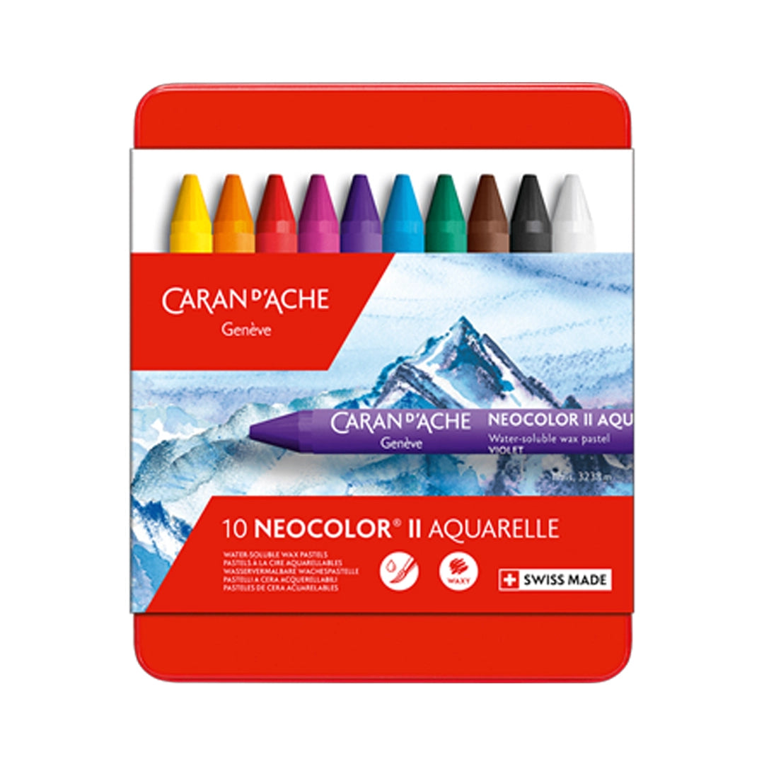 Caran d'Ache NEOCOLOR Water-Soluble Wax Oil Pastels Set of 10