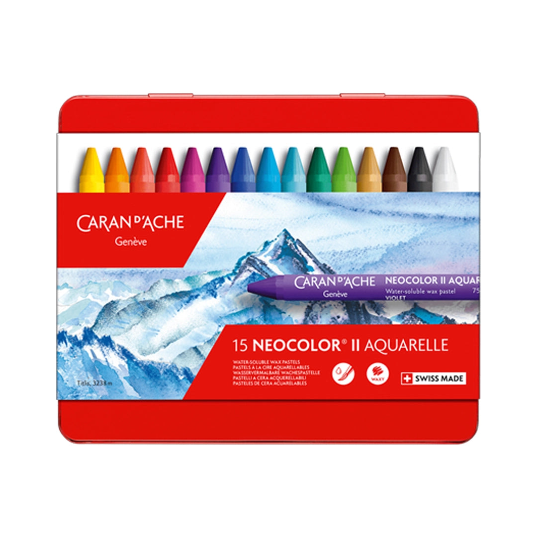 Caran d'Ache NEOCOLOR Water-Soluble Wax Oil Pastels Set of 15