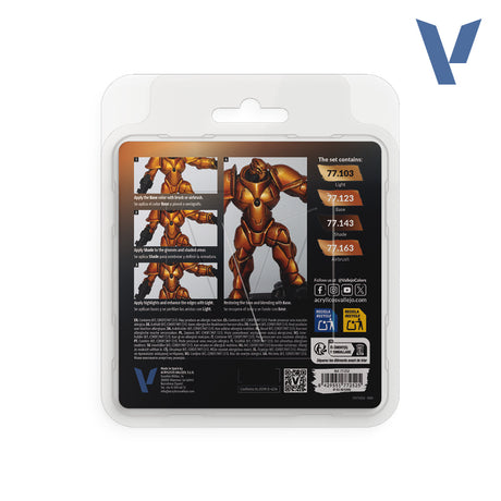 Vallejo True Metallic Metal Imperial Gold Acrylic Paint Set, 4x18 ml