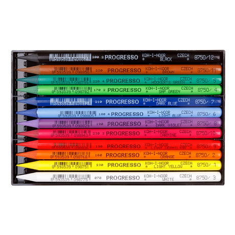 Koh-I-Noor Progresso Woodless Coloured Pencil Set, 12 pcs.