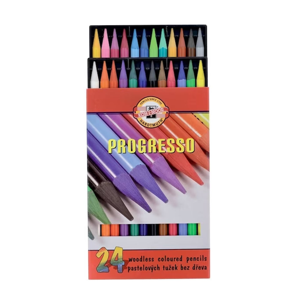 Koh-I-Noor Progresso Woodless Coloured Pencil Set, 24 pcs.