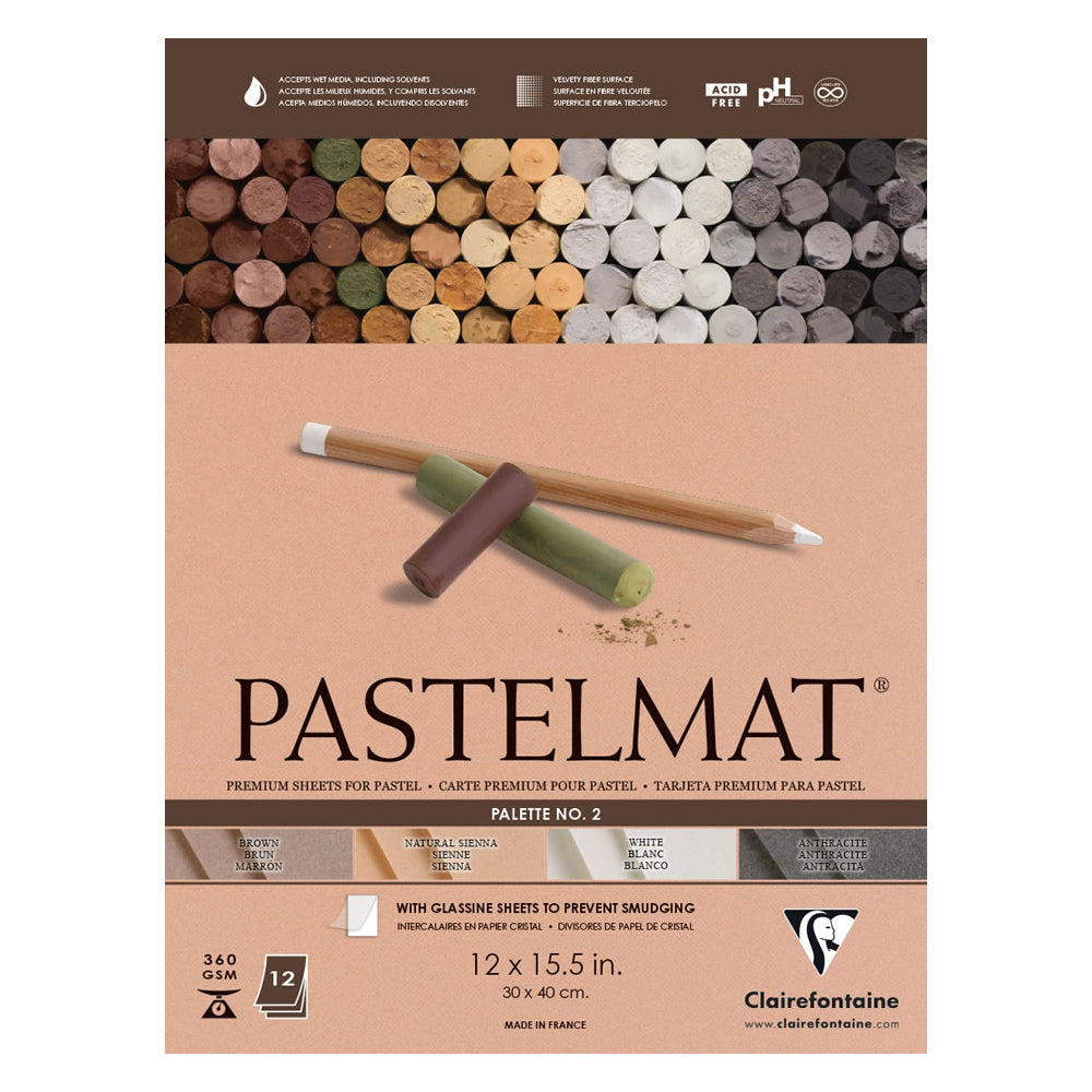 Clairefontaine Pastelmat No. 2 Coloured Glued Pad, 12 sheets