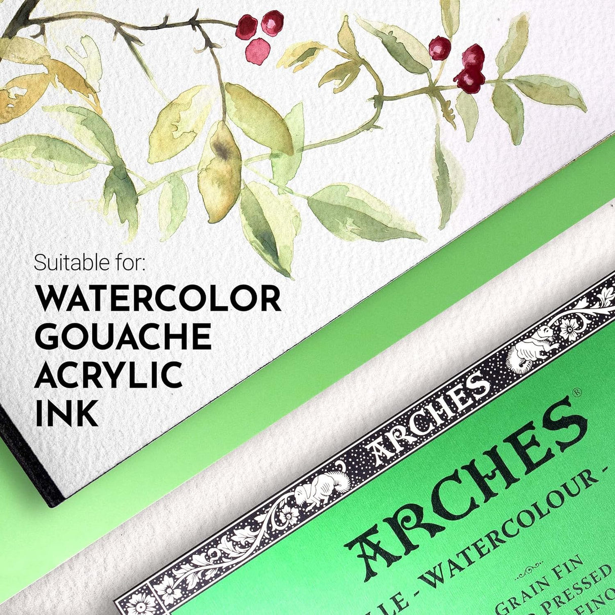 Arches Watercolour Paper Block, Cold Pressed, 300 gsm, 100% Cotton, 20 Sheets