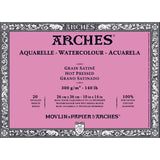 Arches Watercolor Paper Pad, Hot Pressed, 300 gsm, 100% Cotton, 20 Sheets