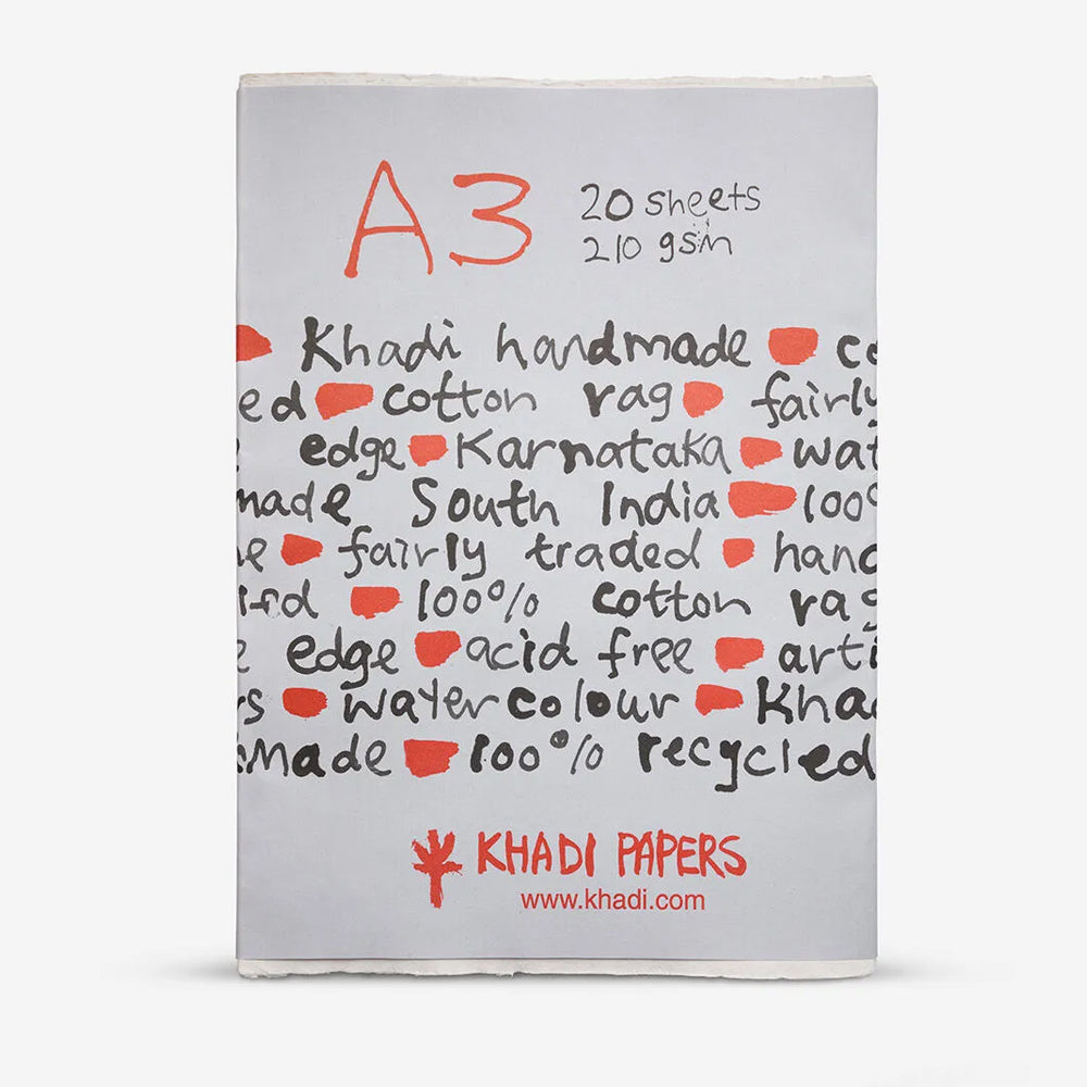 Handmade Khadi Paper from India, 20 Sheets, 210 gsm