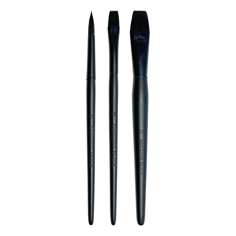Absolute Black Synthetic Brush Set of 3