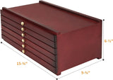 MEEDEN 6-Drawer Artist Supply Storage Box, Dark Walnut color