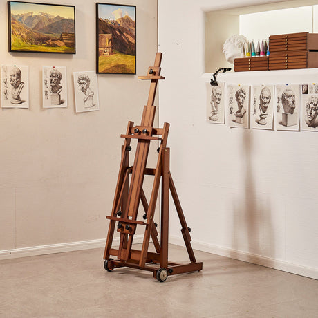 MEEDEN Versatile Studio H-Frame Artist Easel, Walnut