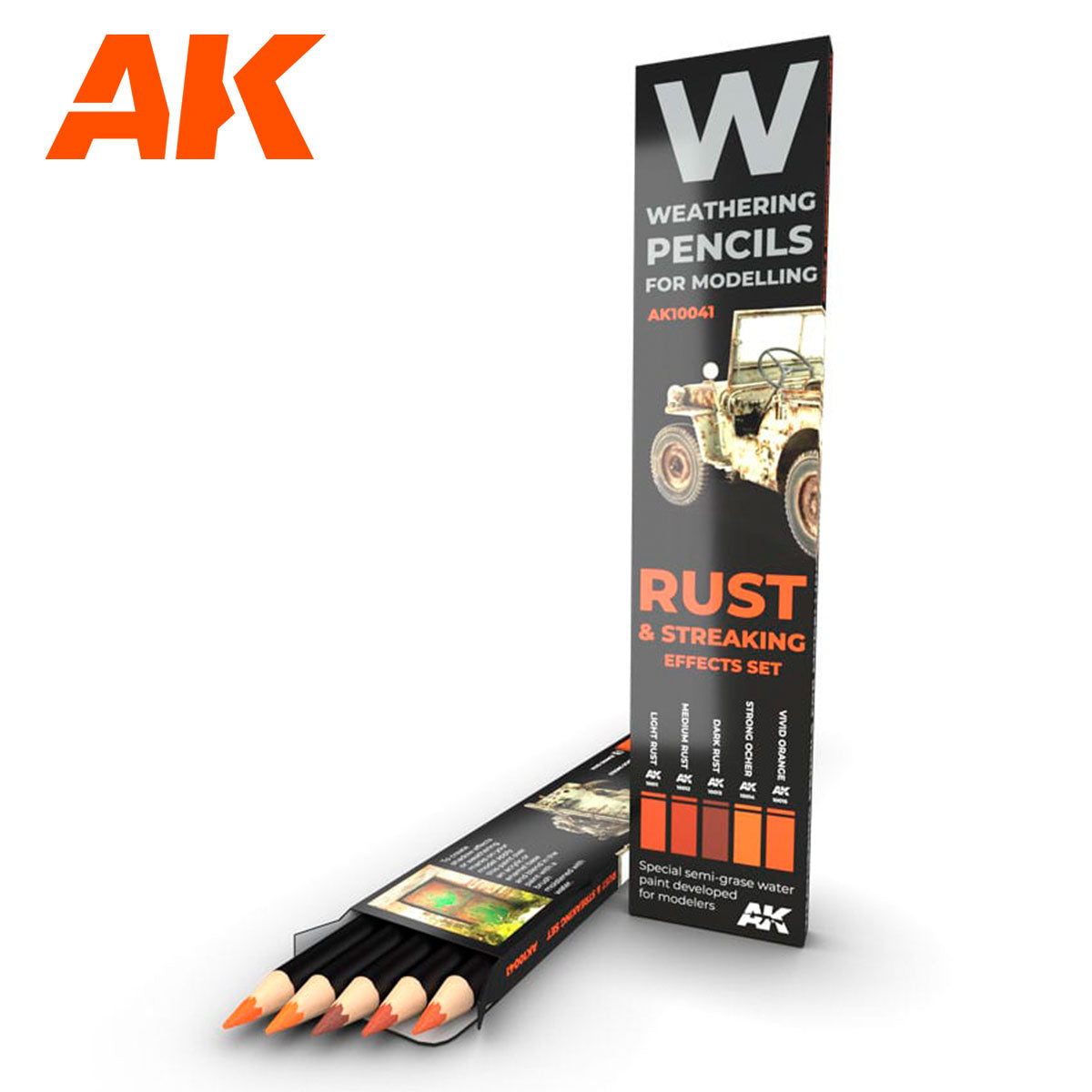 AK Interactive Weathering Rust & Streaking Pencil Set, 5 colors