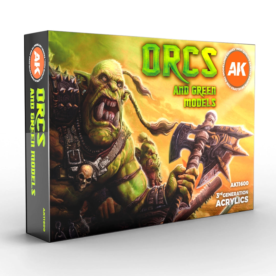 AK Interactive 3GEN Orcs and Green Models Acrylic Paint Set, 6x17