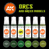 AK Interactive 3GEN Orcs and Green Models Acrylic Paint Set, 6x17 ml
