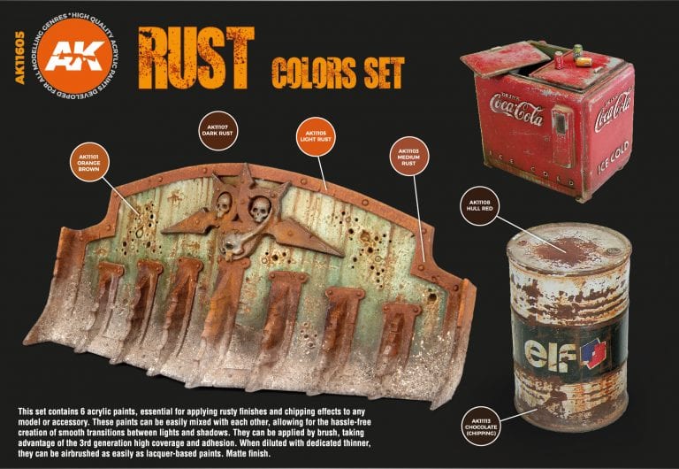 AK Interactive 3GEN Rust and Abandoned Acrylic Paint Set, 6x17ml