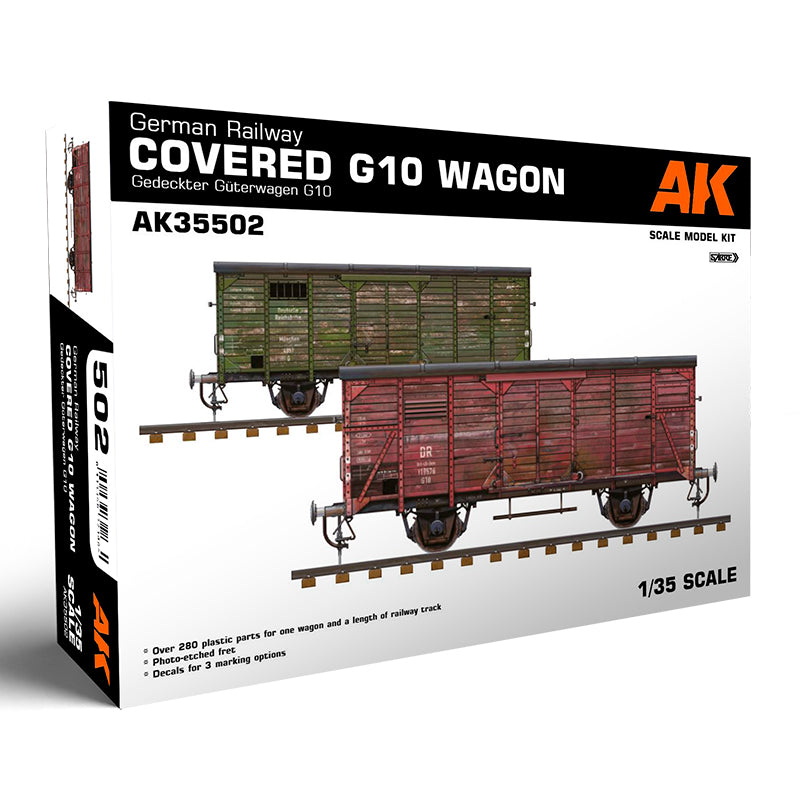 AK Interactive German Railway Covered G10 Wagon Gedeckter Güterwagen Scale Model, 1:35