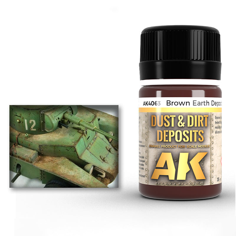 AK Interactive Dust & Dirt Deposits Brown Earth Enamel Paint, 35 ml