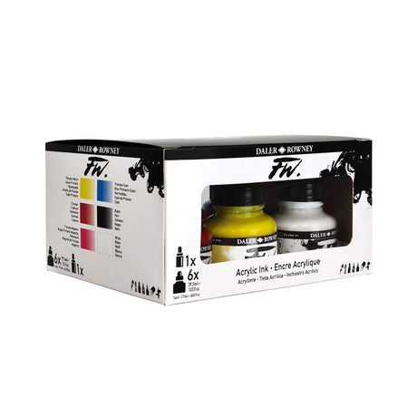 Daler-Rowney FW Primary Acrylic Ink Set, 6 Colours