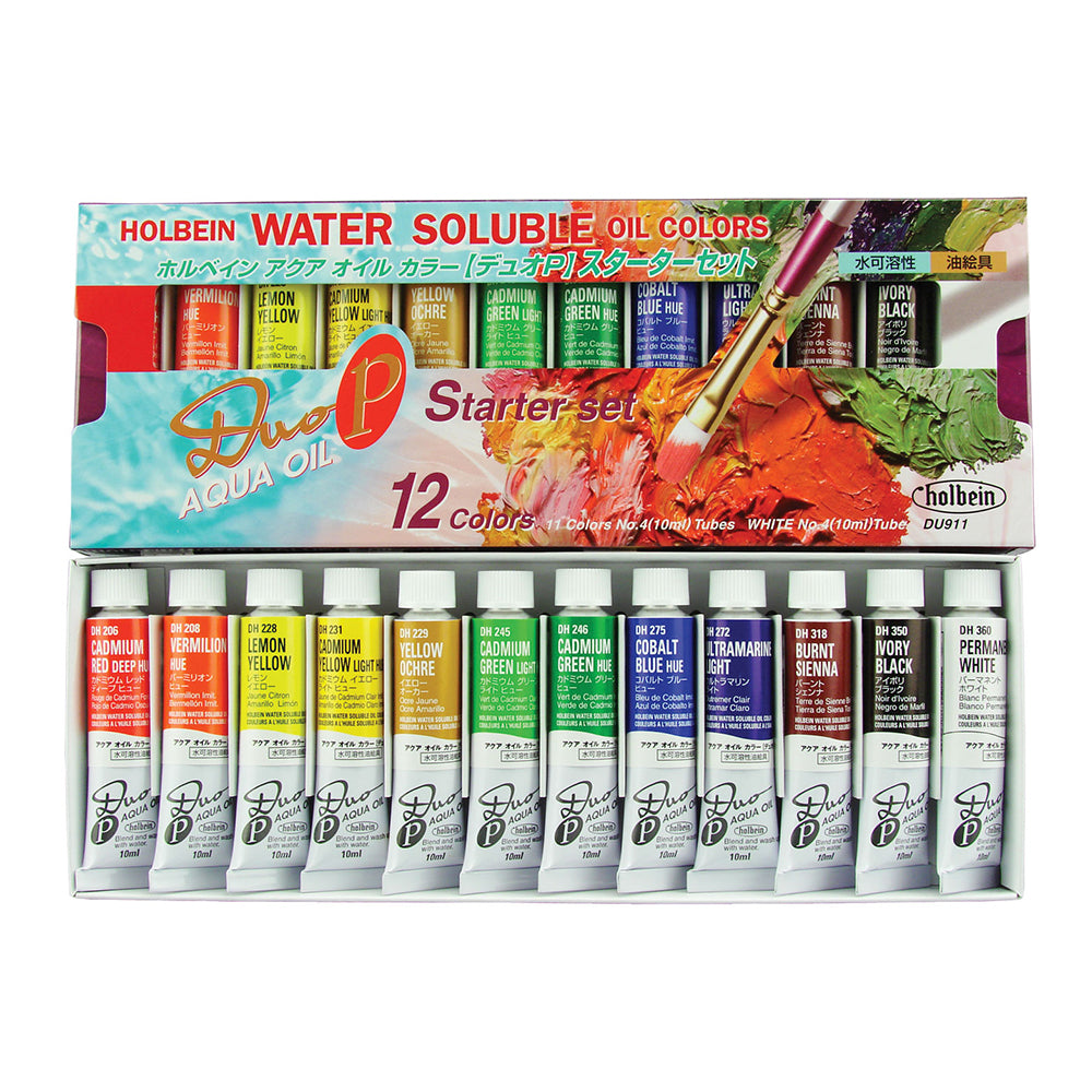 Holbein DUO Aqua Oil Water-Mixable Oil Paint Set, 12x10 ml