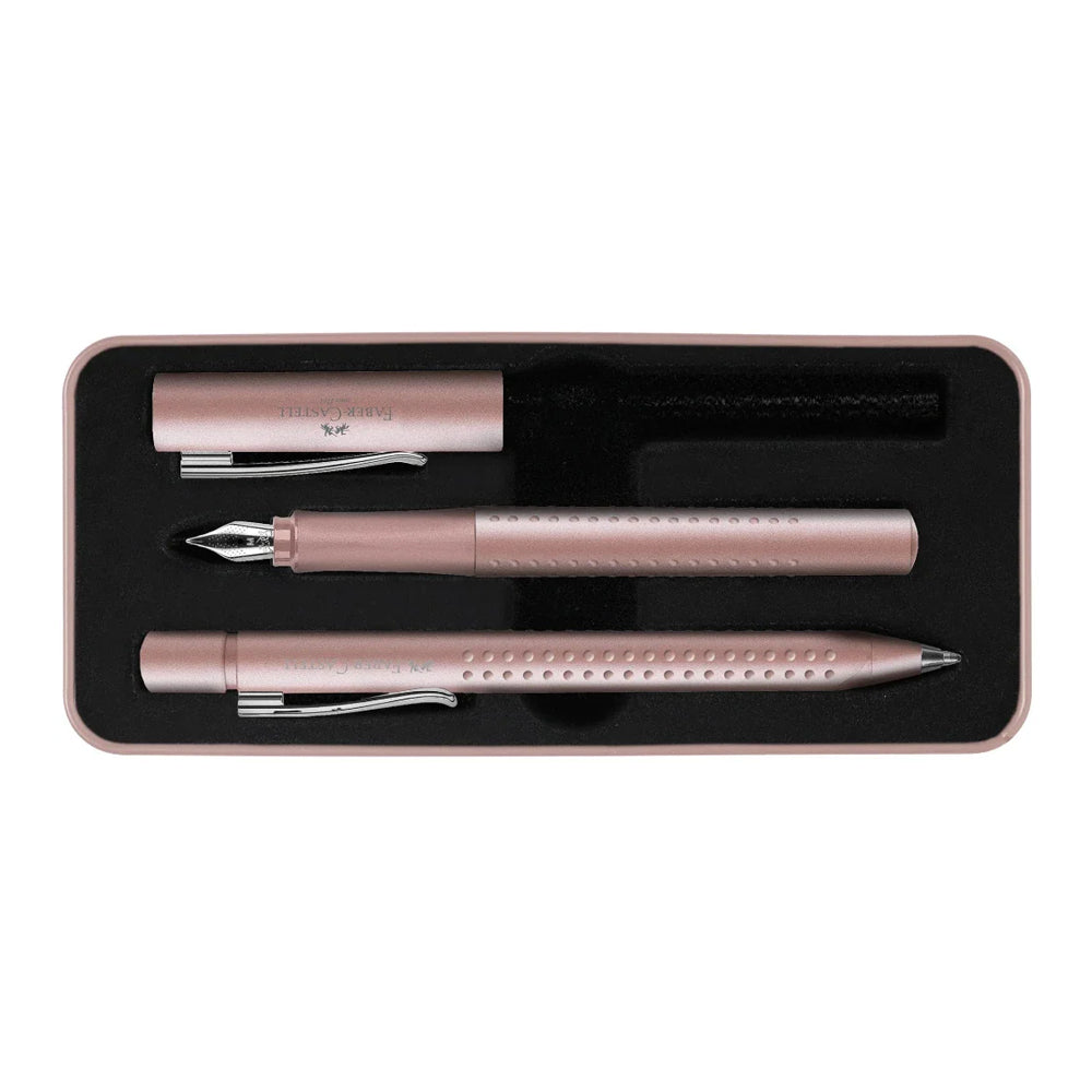 Faber-Castell Grip Fountain Pen and Ballpoint Pen Gift Set, Pale Rose