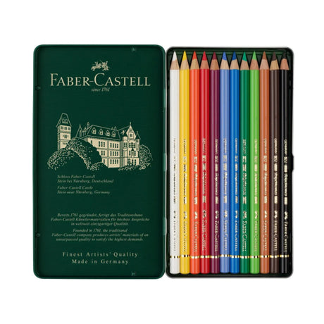 Faber-Castell Polychromos Colour Pencils Set in a Tin Box, 12 colours