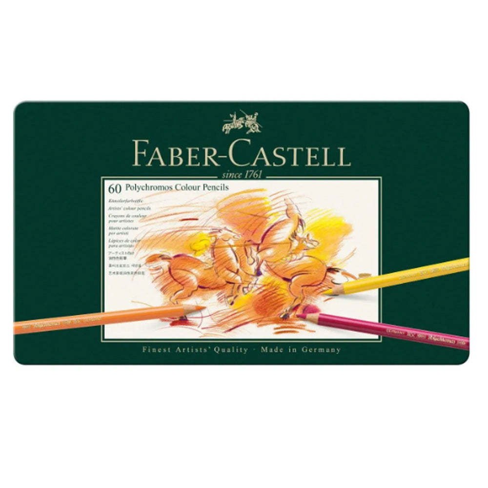 Faber-Castell Polychromos Colour Pencils Set in a Tin Box, 60 colours