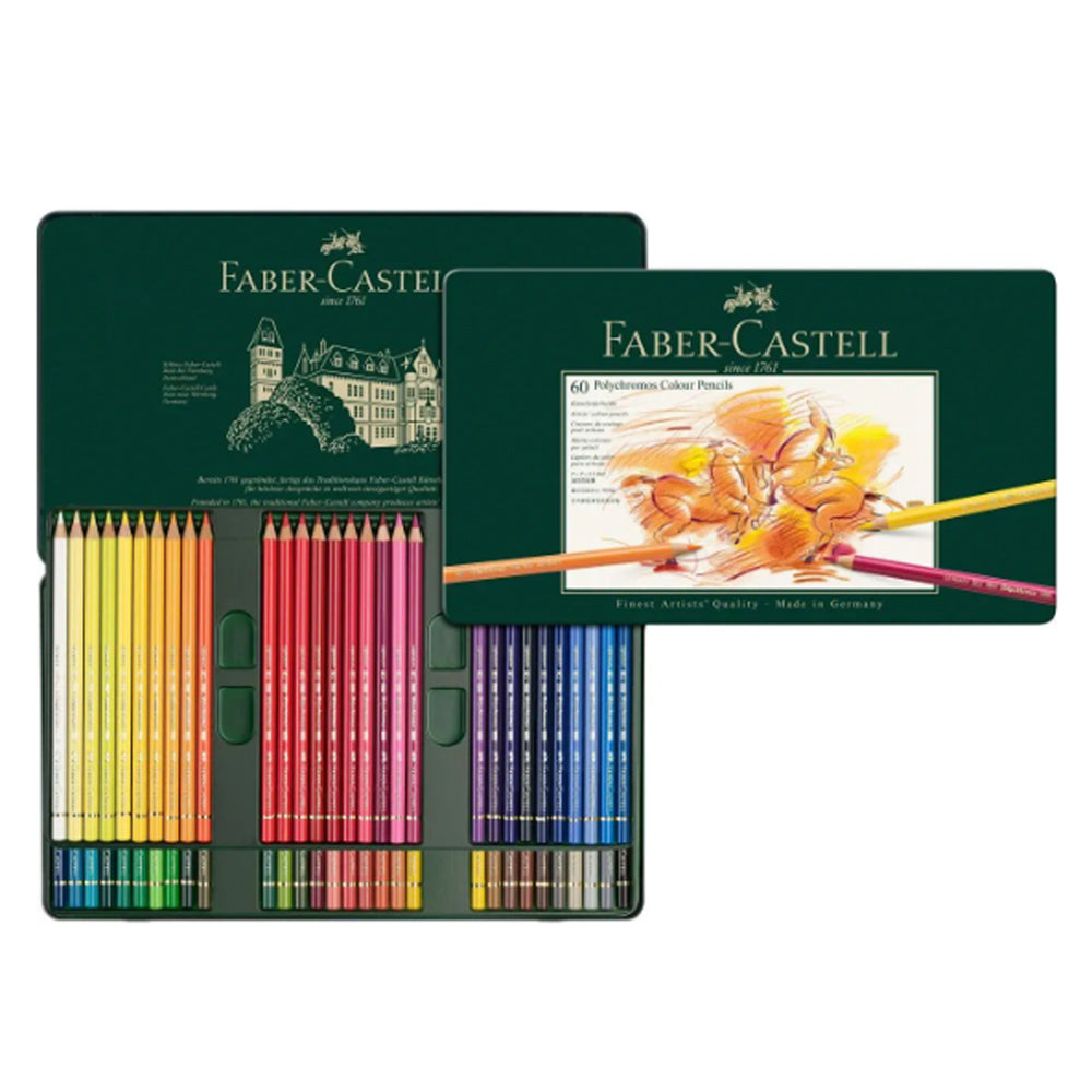 Faber-Castell Polychromos Colour Pencils Set in a Tin Box, 60 colours