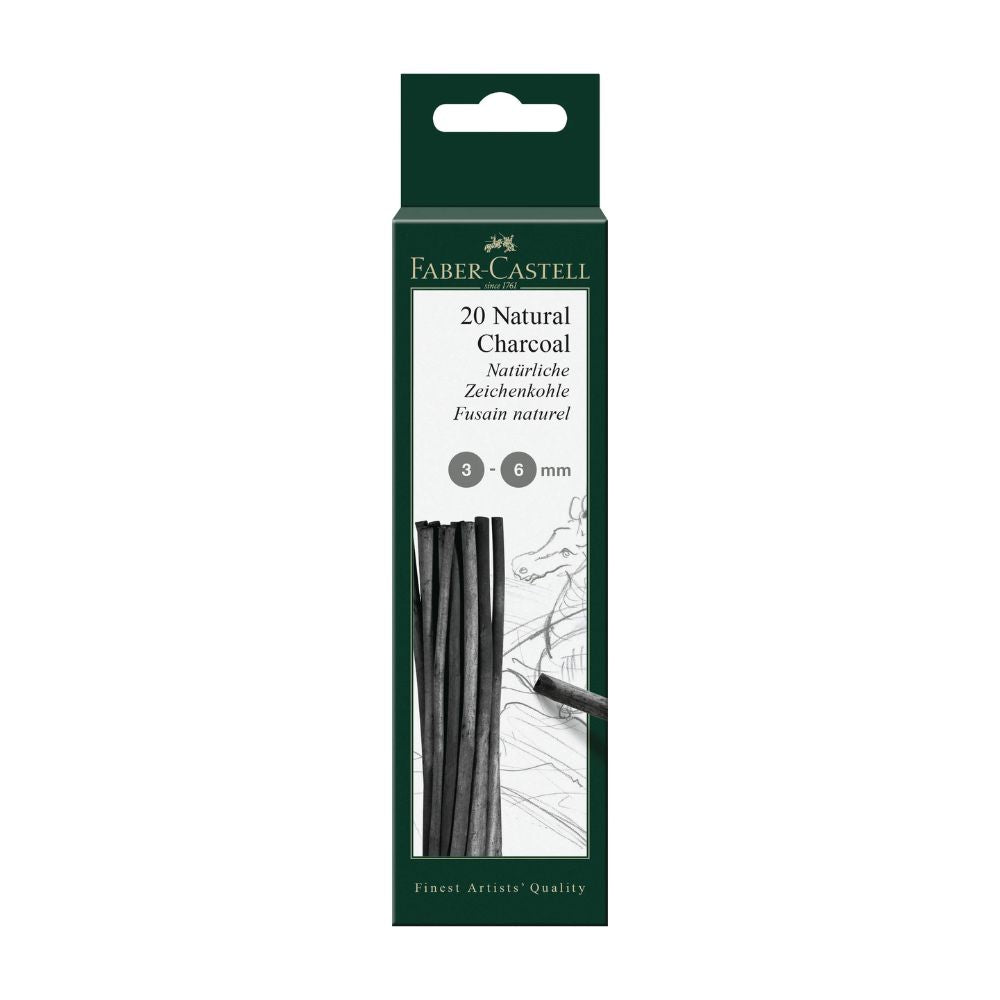 Faber-Castell Pitt natural charcoal stick set, 3-6 mm, 20 pcs