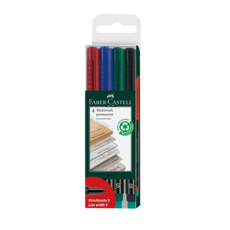 Faber-Castell Multimark Permanent Markers with Eraser Set, 4 colors