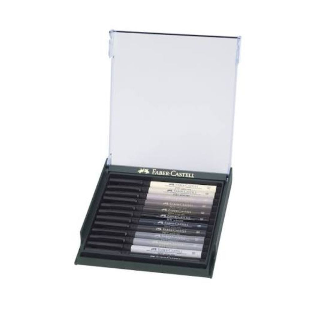 Faber-Castell Pitt Artist Pen Brush, Grey Tones, 12 pcs.