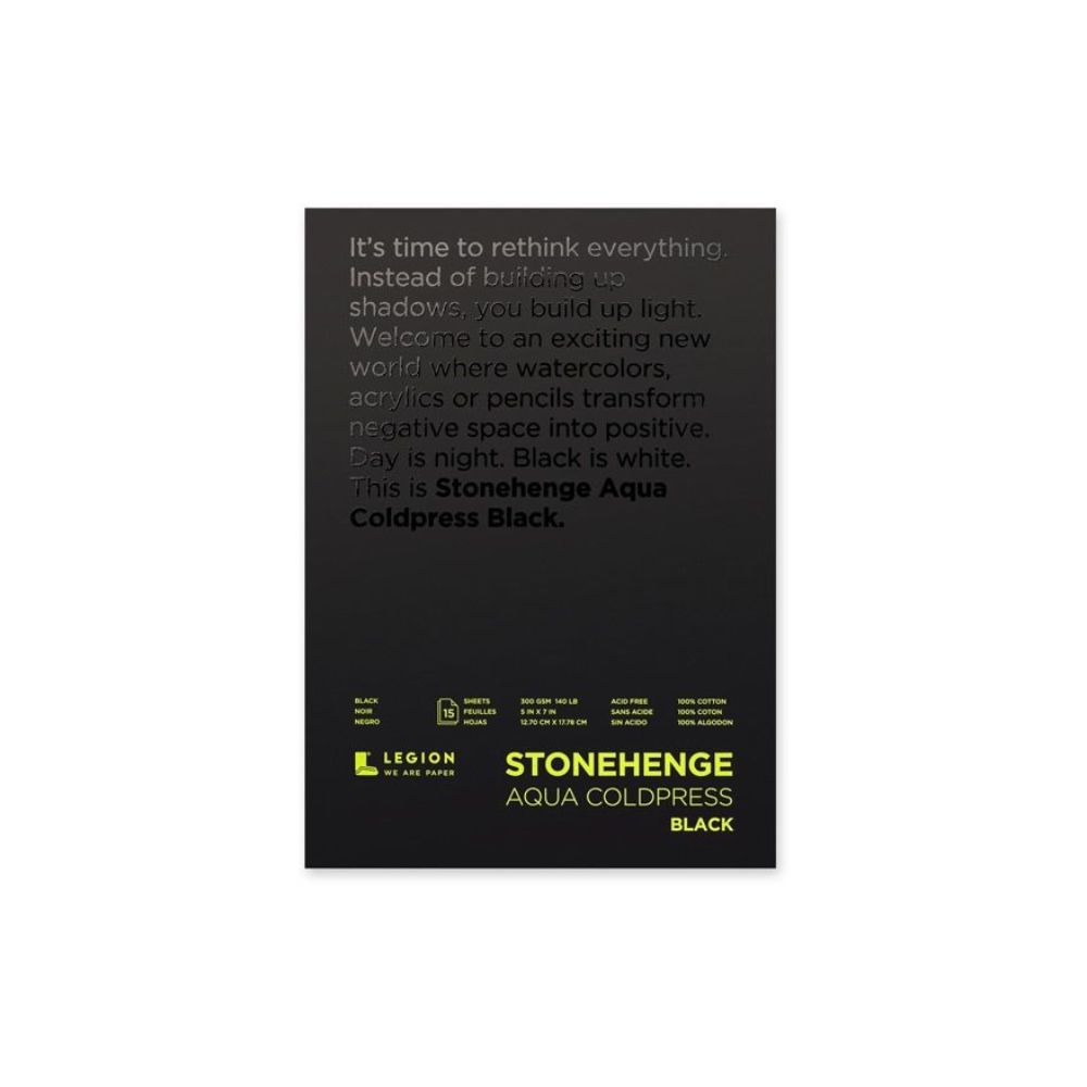 Stonehenge Aqua Black watercolour paper, 15 sheets, 300 gsm