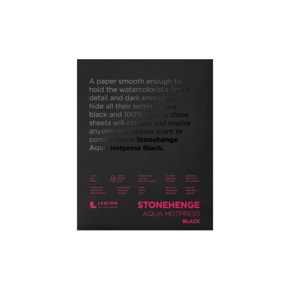 Stonehenge Aqua Black watercolour paper, 15 sheets, 300 gsm