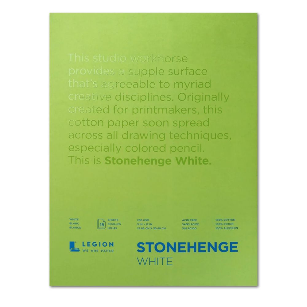 Stonehenge White drawing paper pad, 15 sheets, 250 gsm