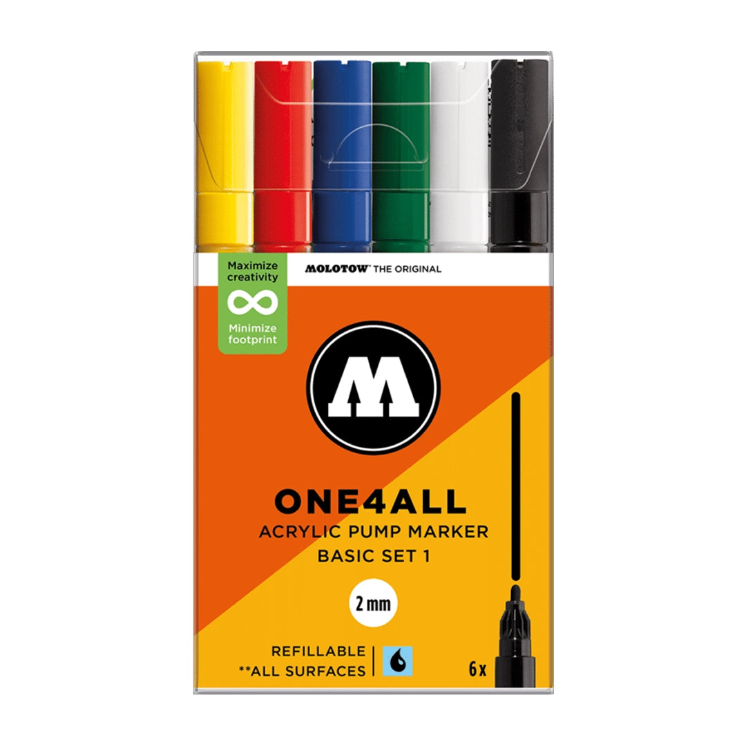 Molotow One4All Acrylic Markers Basic Set, 2 mm, 6 pcs.