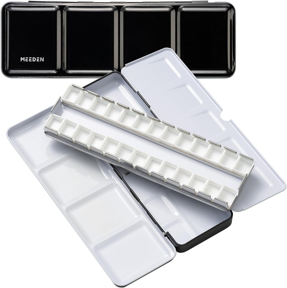 MEEDEN Empty Watercolor Paint Palette Tin Box with 24 Half-Pans