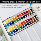 MEEDEN Empty Watercolor Paint Palette Tin Box with 24 Half-Pans