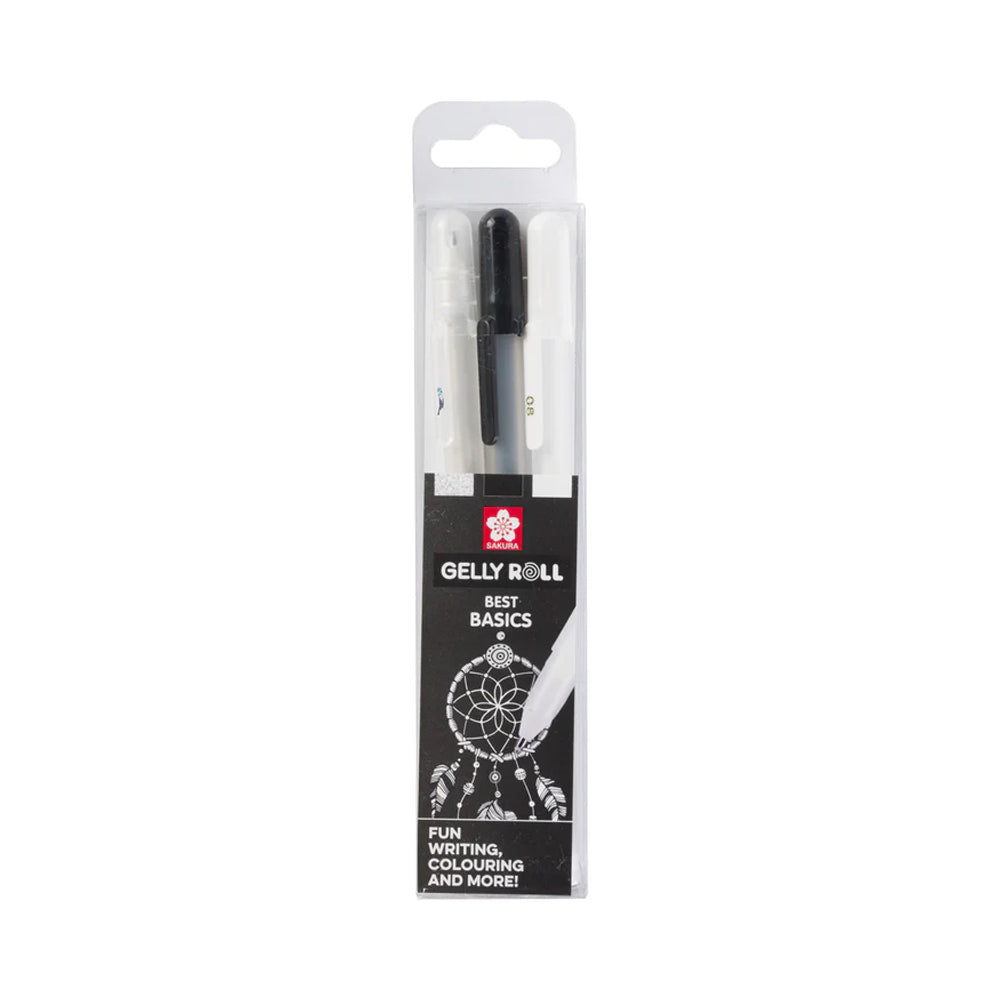 Sakura Gelly Roll Gel Pens Set Clear, Black, White, 3 pcs.