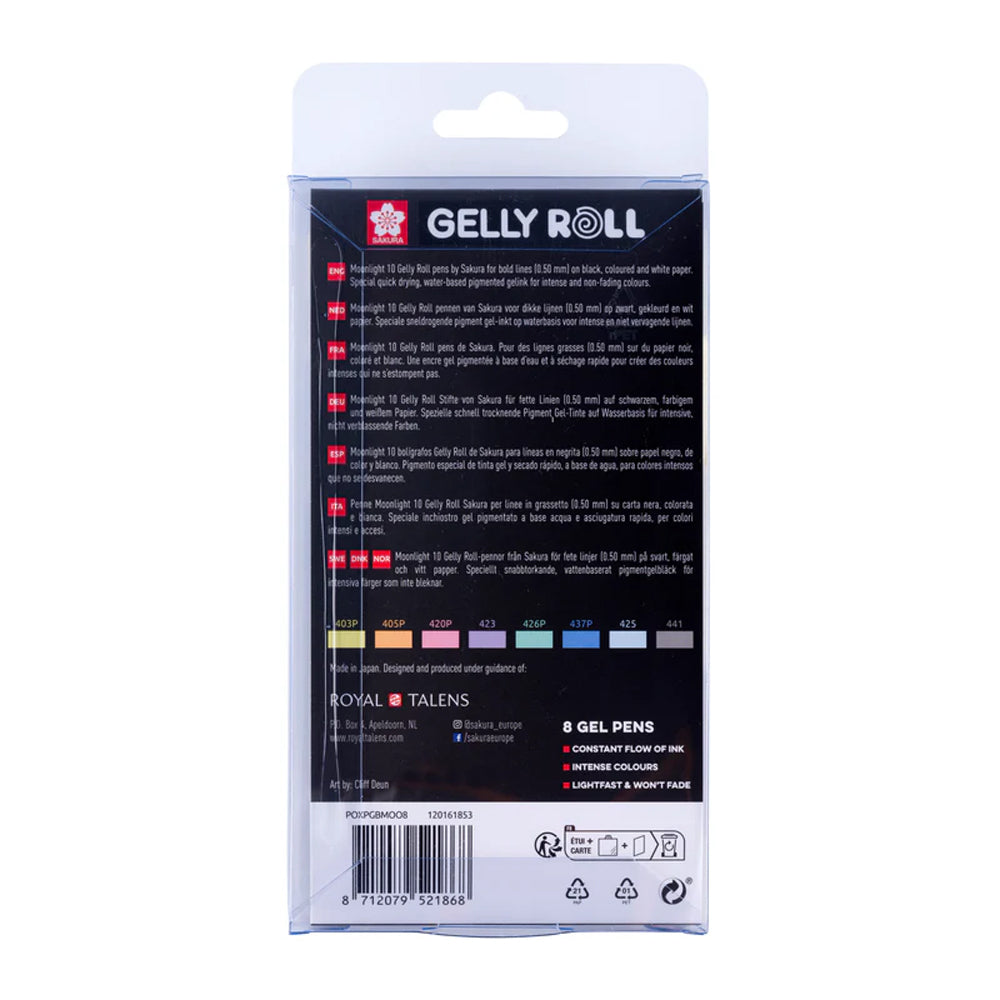 Sakura Gelly Roll Gel Pens Set Moonlight 10 Pastel, 8 colors
