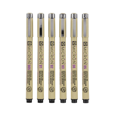 Sakura Pigma Micron 01 Fineliner Set, 6 Colours