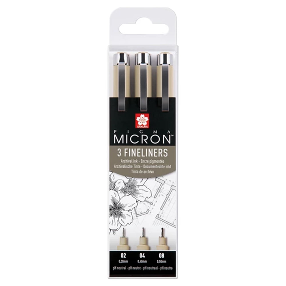 Sakura Pigma Micron Black Fineliner Set, 3 Pens