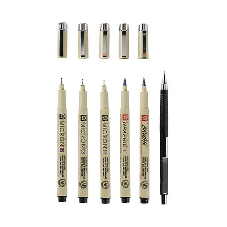 Sakura Pigma Micron Fineliner Set Manga, 6 Pens