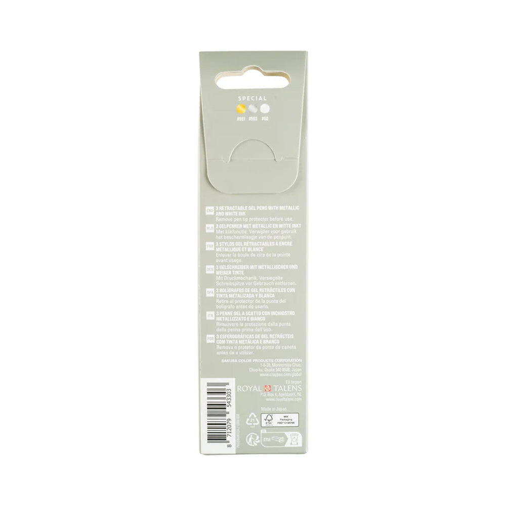 Sakura Gelly Roll Gel Pens Set, 3 pcs., Gold, Silver, White